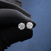925 Sterling Silver Round Cut Moissanite Earring