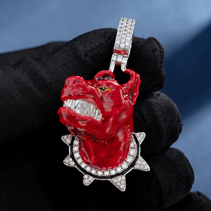 Moissanite Enamel Bulldog Pendant