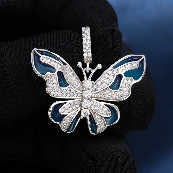 Moissanite Enamel Butterfly Pendant