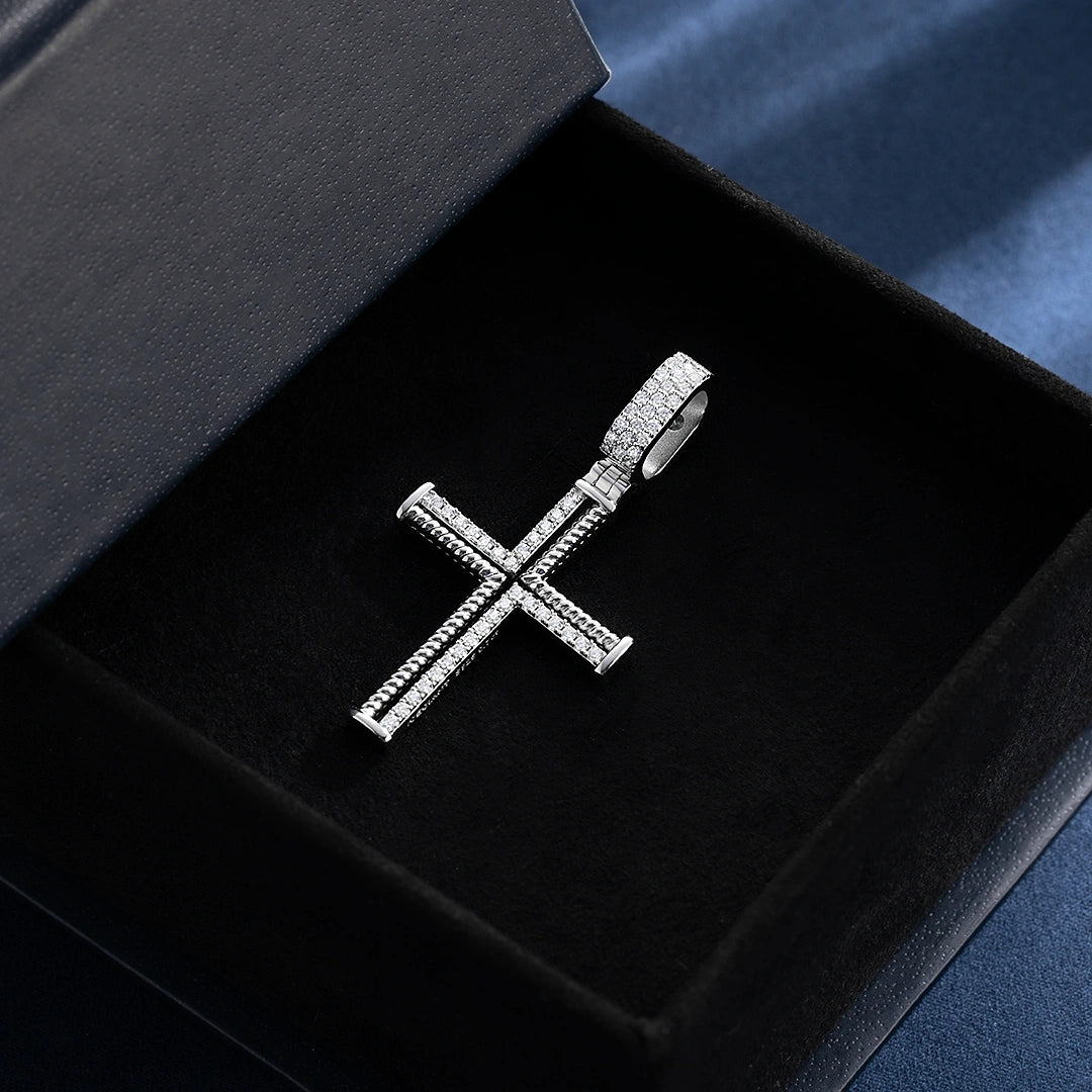 Semi Moissanite Rope Cross Pendant