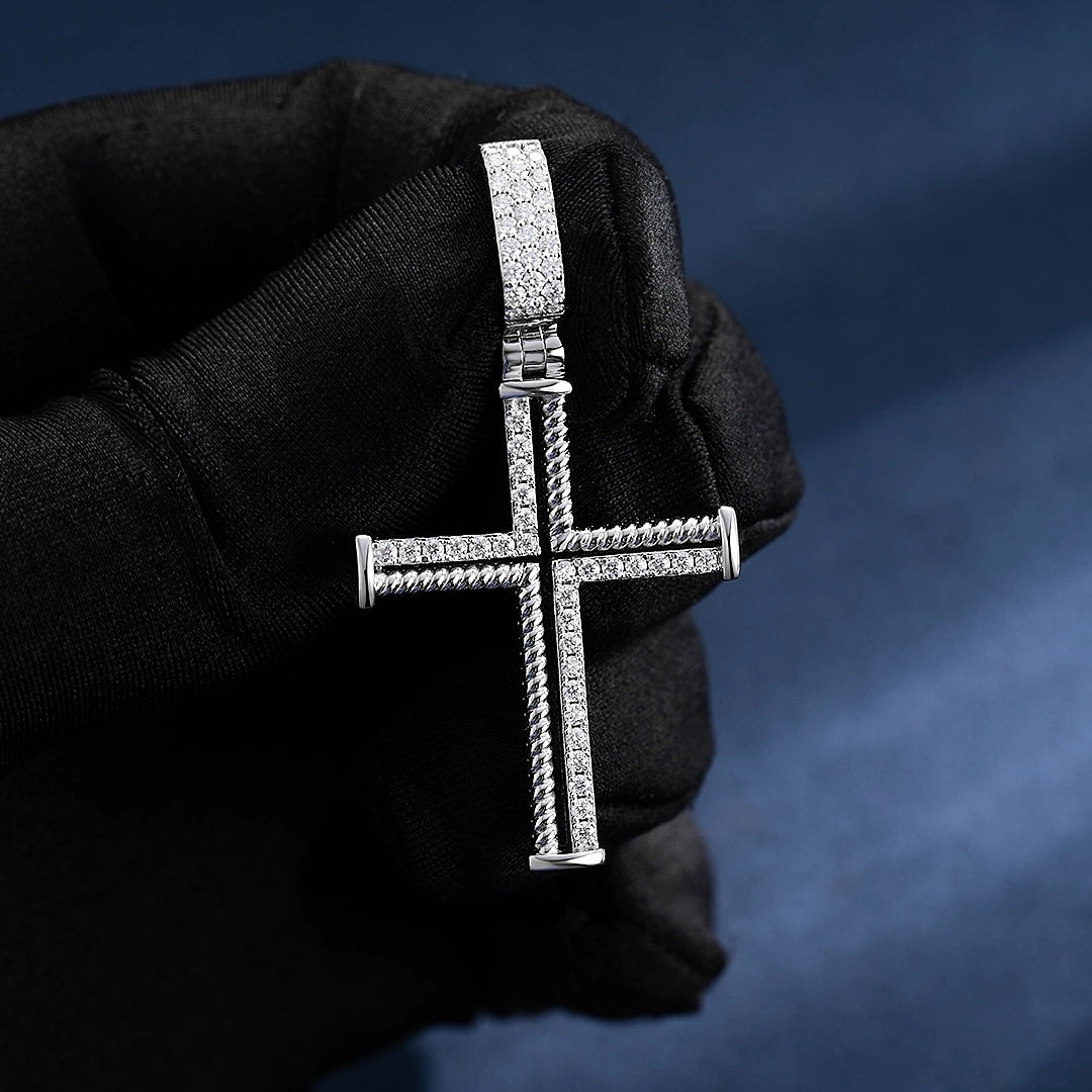 Semi Moissanite Rope Cross Pendant