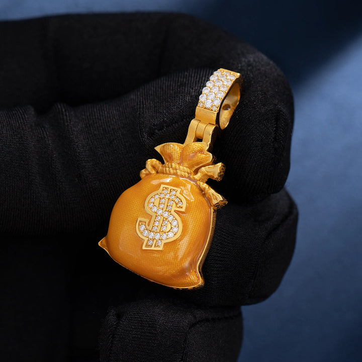 Moissanite Enamel Money Bag Pendant