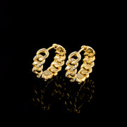 14K Solid Gold Moissanite Link Chain Hoop Earrings