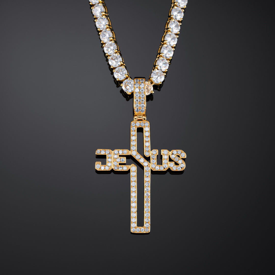 Jesus Cross Pendant in Yellow Gold