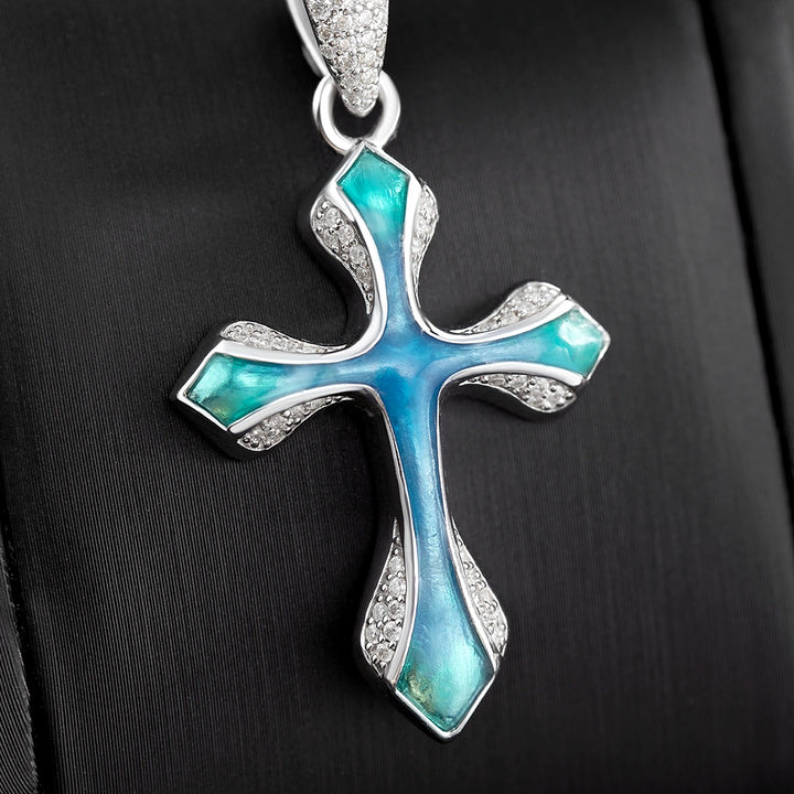Moissanite Enamel Cross Pendant