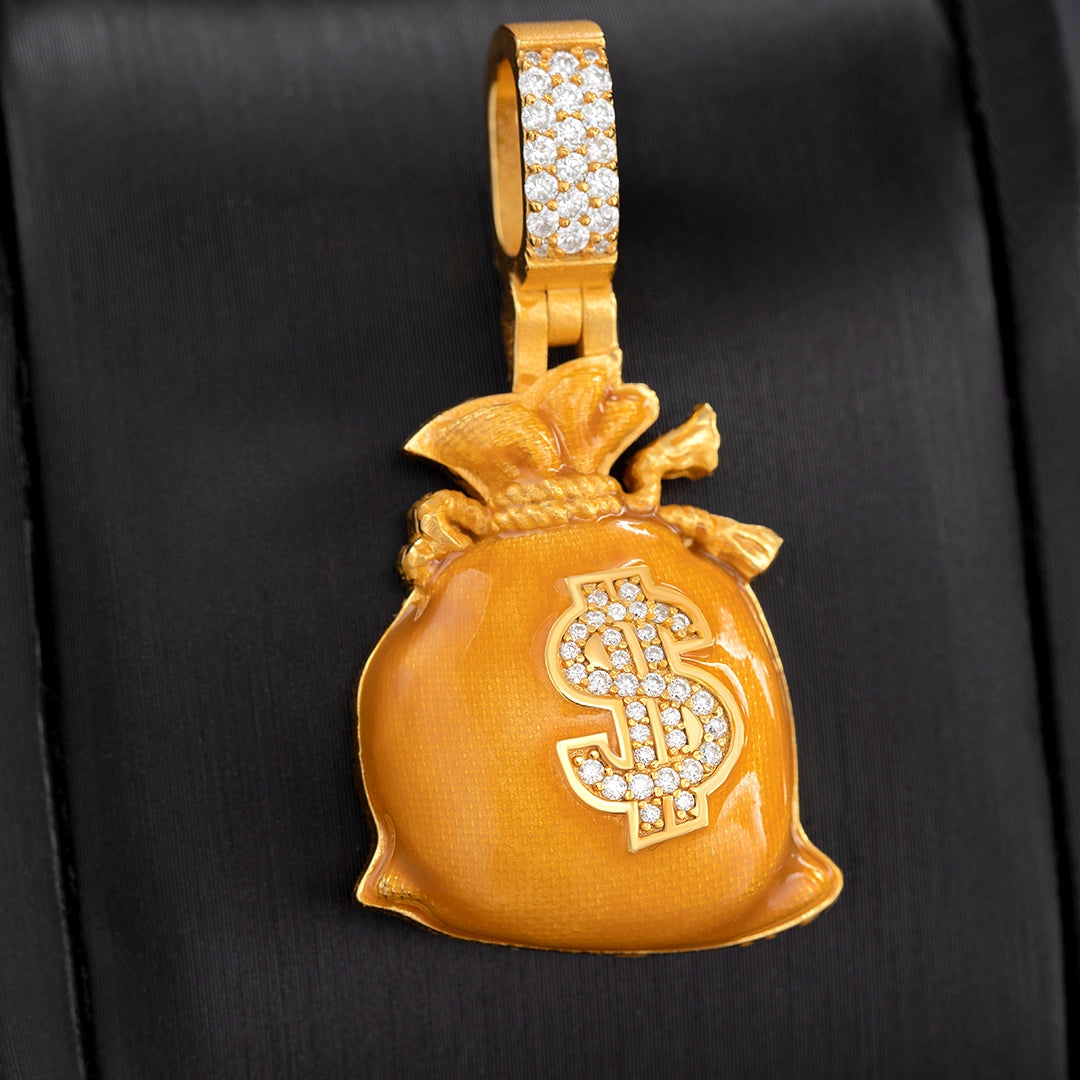 Moissanite Enamel Money Bag Pendant – ICEGIANT