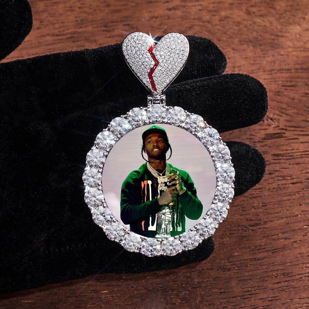 S925 Custom Round Moissanite Photo Pendant-24.00 CARAT TOTAL