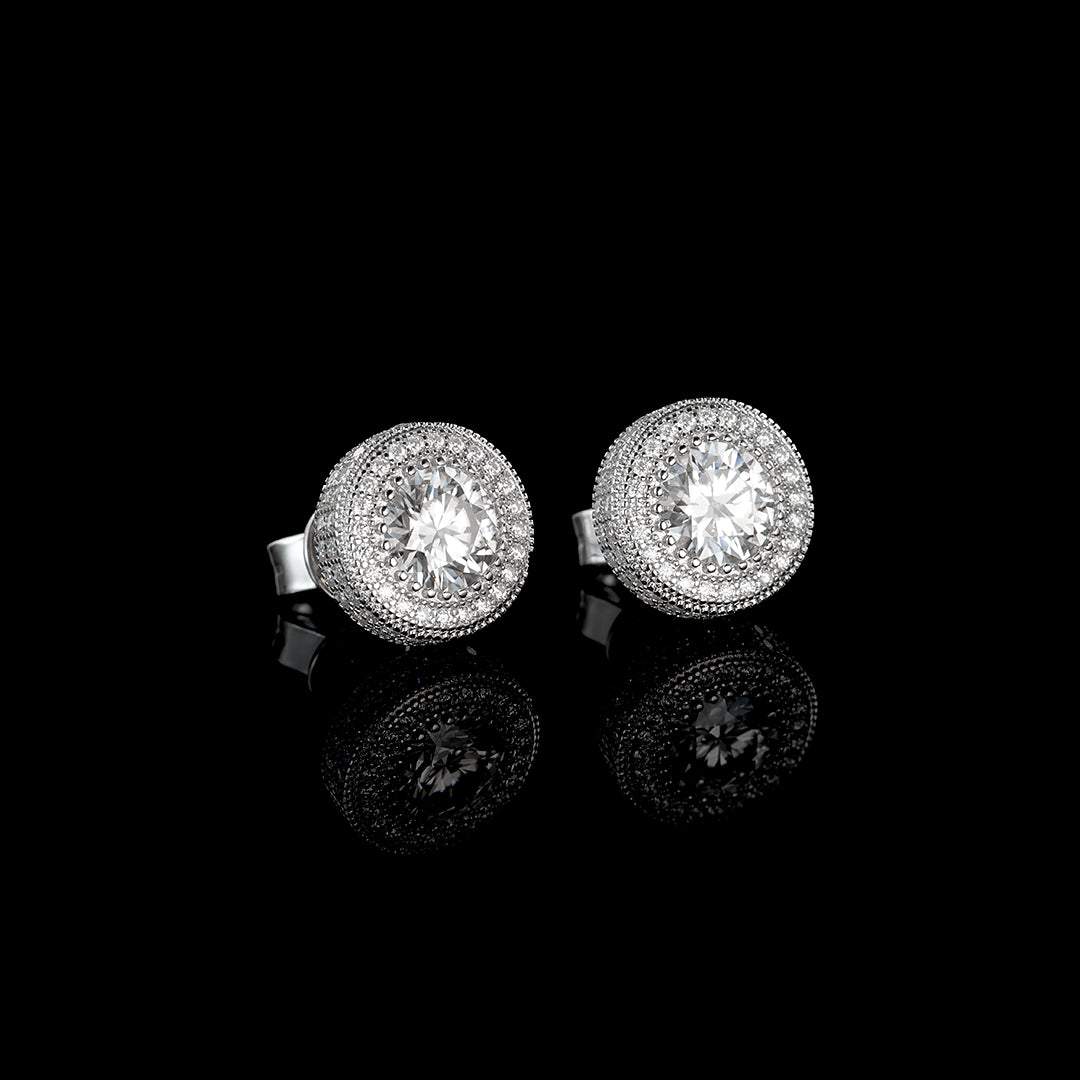 Moissanite Iced Button Earrings
