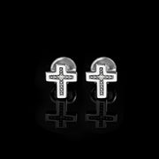Solid Gold Tiny Cross Stud Earrings
