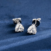 S925 Moissanite Heart Shaped Stud Earrings - 2 Carat Total