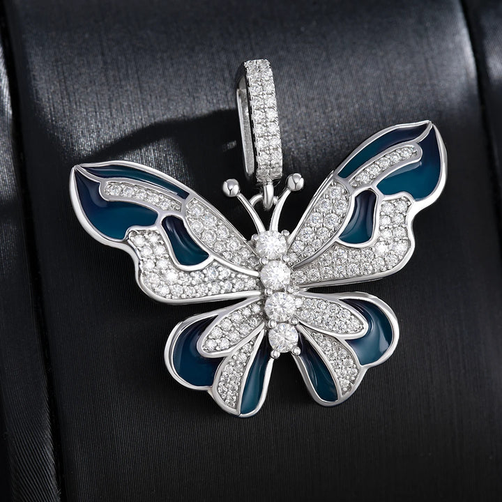 Moissanite Enamel Butterfly Pendant