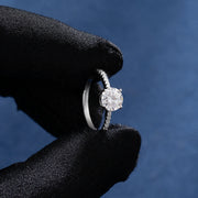 1.1CTW Moissanite Signature Side Stone Round Engagement Ring