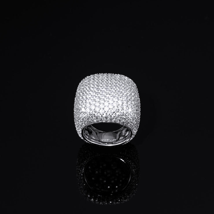 Cluster Fully Iced Pinky Ring in White Gold