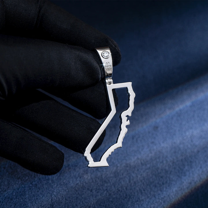 California US State Moissanite Map Pendant