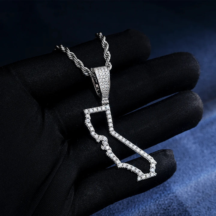 California US State Moissanite Map Pendant