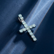 13CT Blue Moissanite Cross Pendant