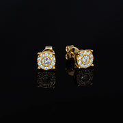 Solid Gold Moissanite Cluster Solitaire Earrings