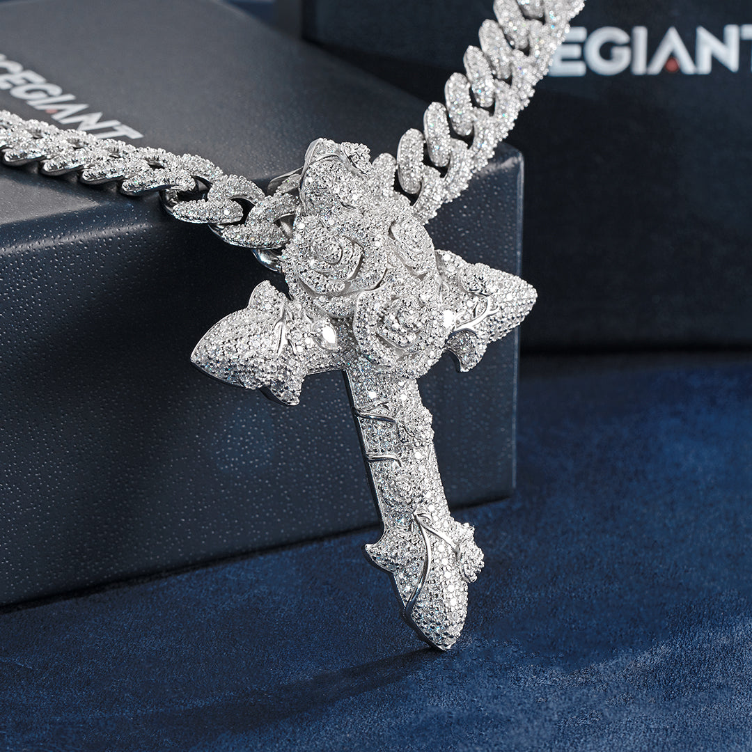 Custom Rose Cross Pendant