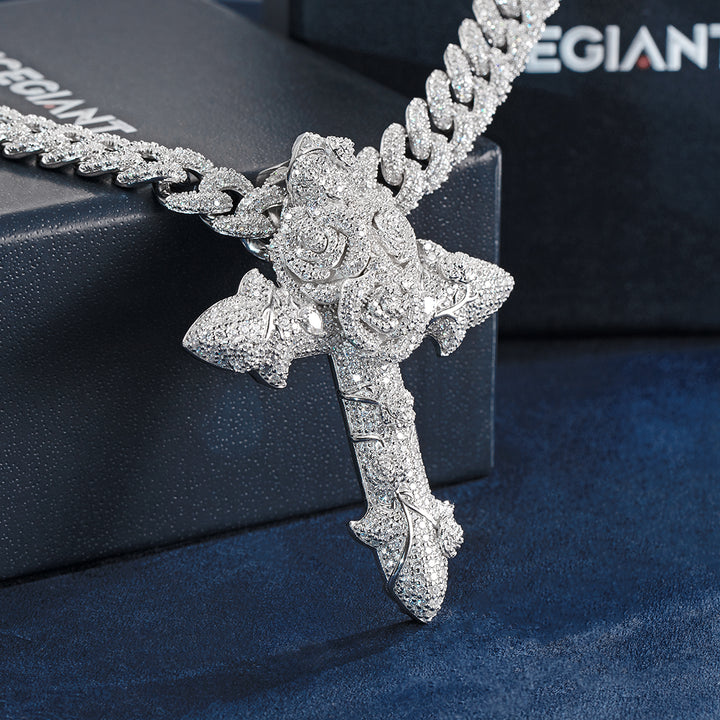 Custom Rose Cross Pendant