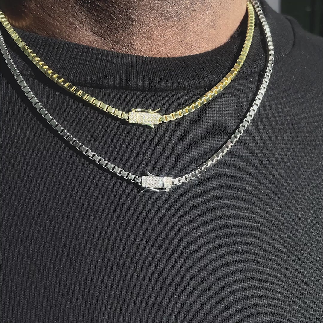 3mm Square Box Bracelet With Moissanite Clasp