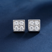 S925 Round Cut Moissanite Square Earrings