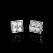 S925 Round Cut Moissanite Square Earrings