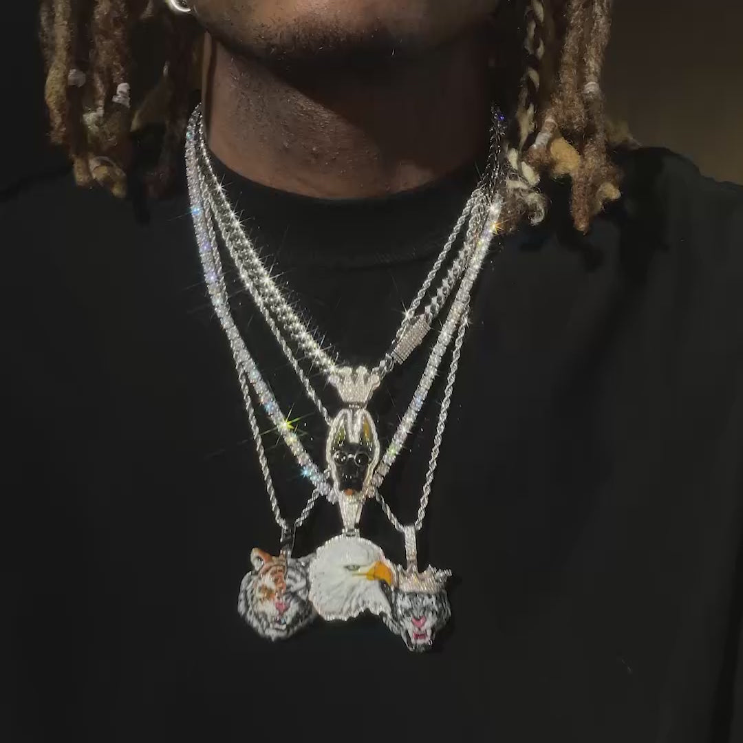 Moissanite Enamel Eagle Pendant