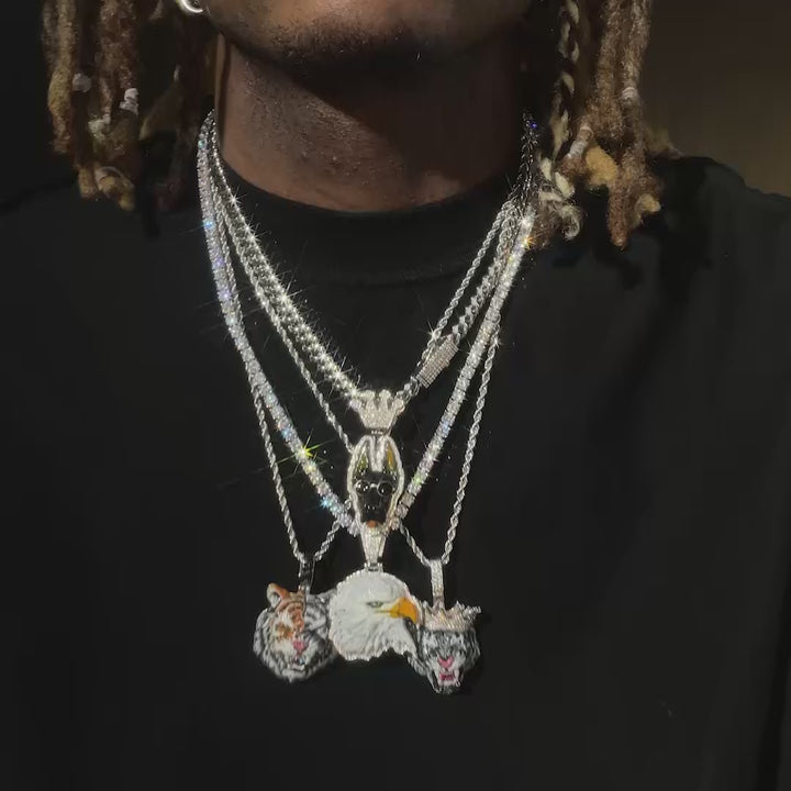 Moissanite Enamel Eagle Pendant