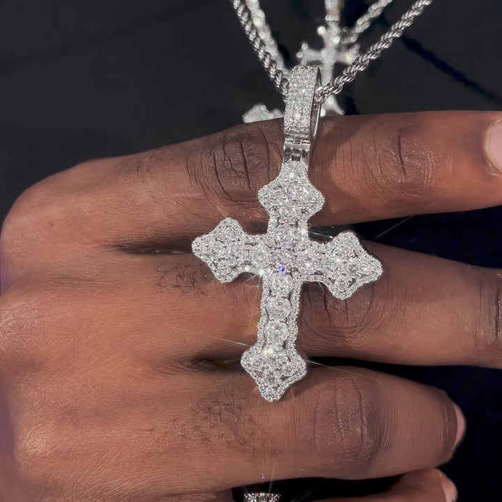 Iced Gothic Cross Pendant