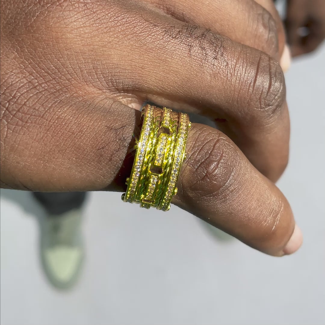Twisted Rope & Moissanite Multi Row Ring