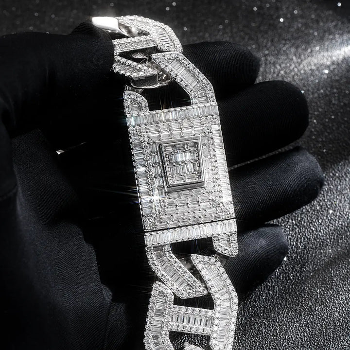Made To Order 25mm Baguette Moissanite Cuban Link Chain / Bracelet