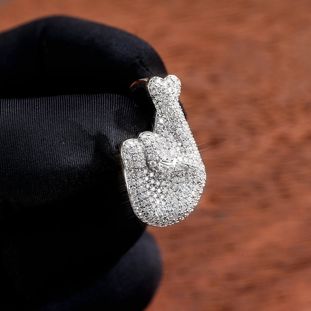 Moissanite Finger Cross Emoji Pendant