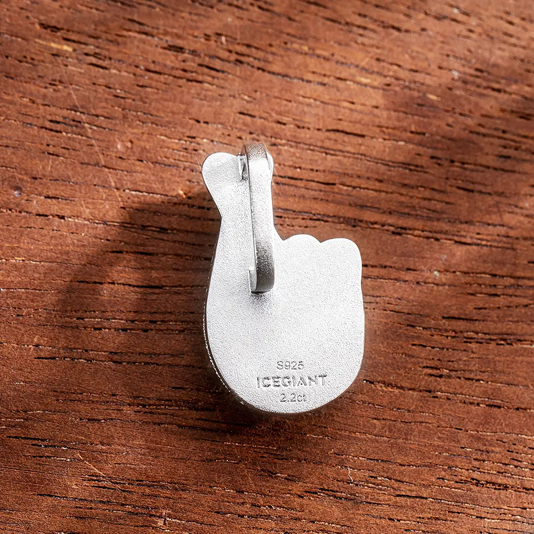Moissanite Finger Cross Emoji Pendant