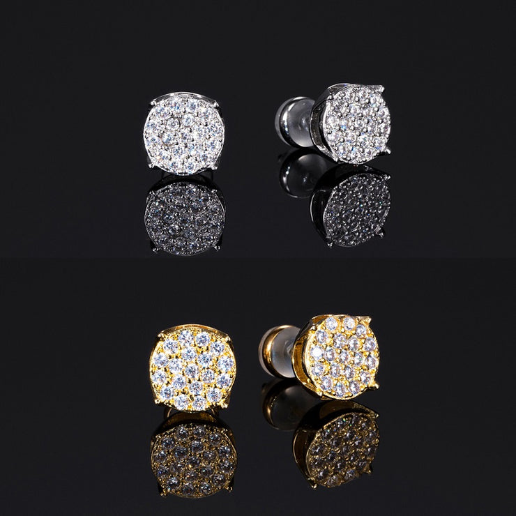 2 Pairs Pack White / Yellow Gold Cluster Earrings