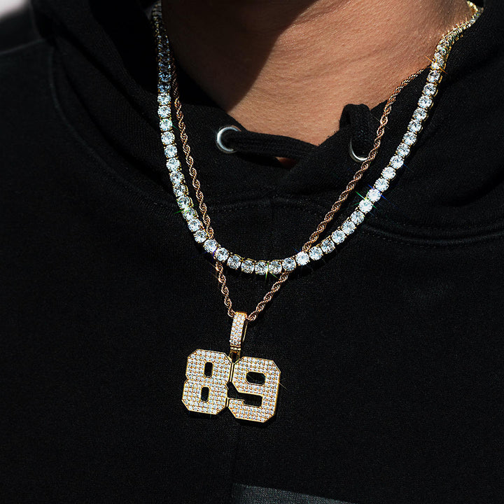 925 Sterling Silver Iced Number Pendant