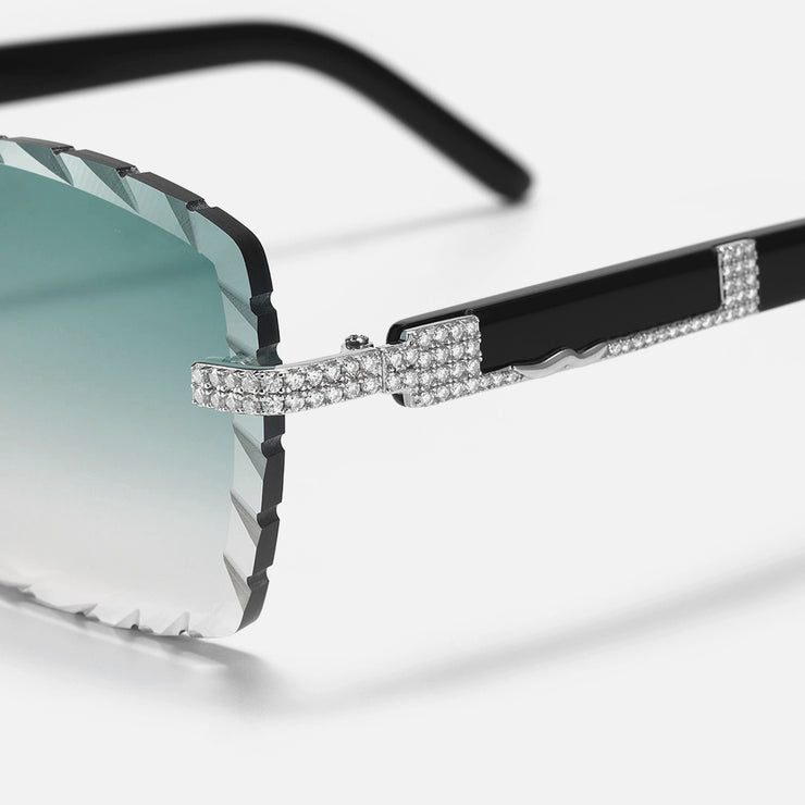 Diamond Cut Moissanite Rimless Sunglasses