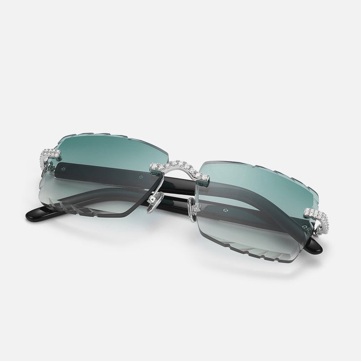 Diamond Cut Moissanite Rimless Sunglasses
