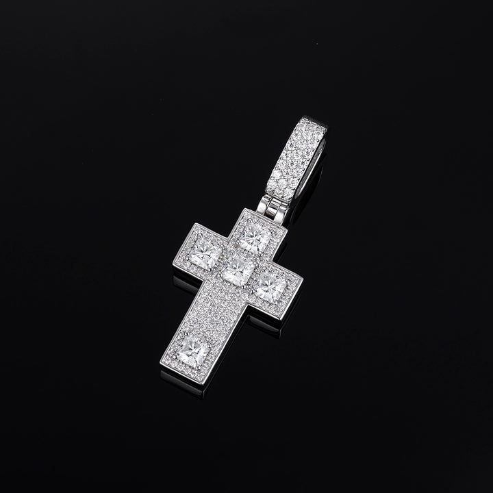 Radiant & Round Cut Moissanite Cross Pendant