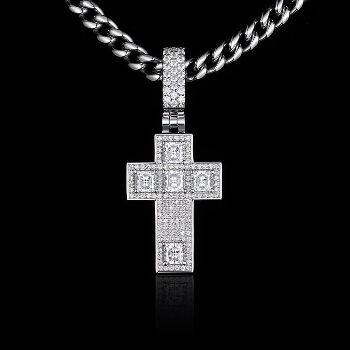 Radiant & Round Cut Moissanite Cross Pendant