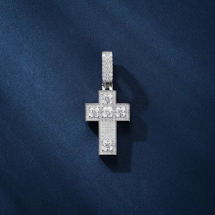 Radiant & Round Cut Moissanite Cross Pendant