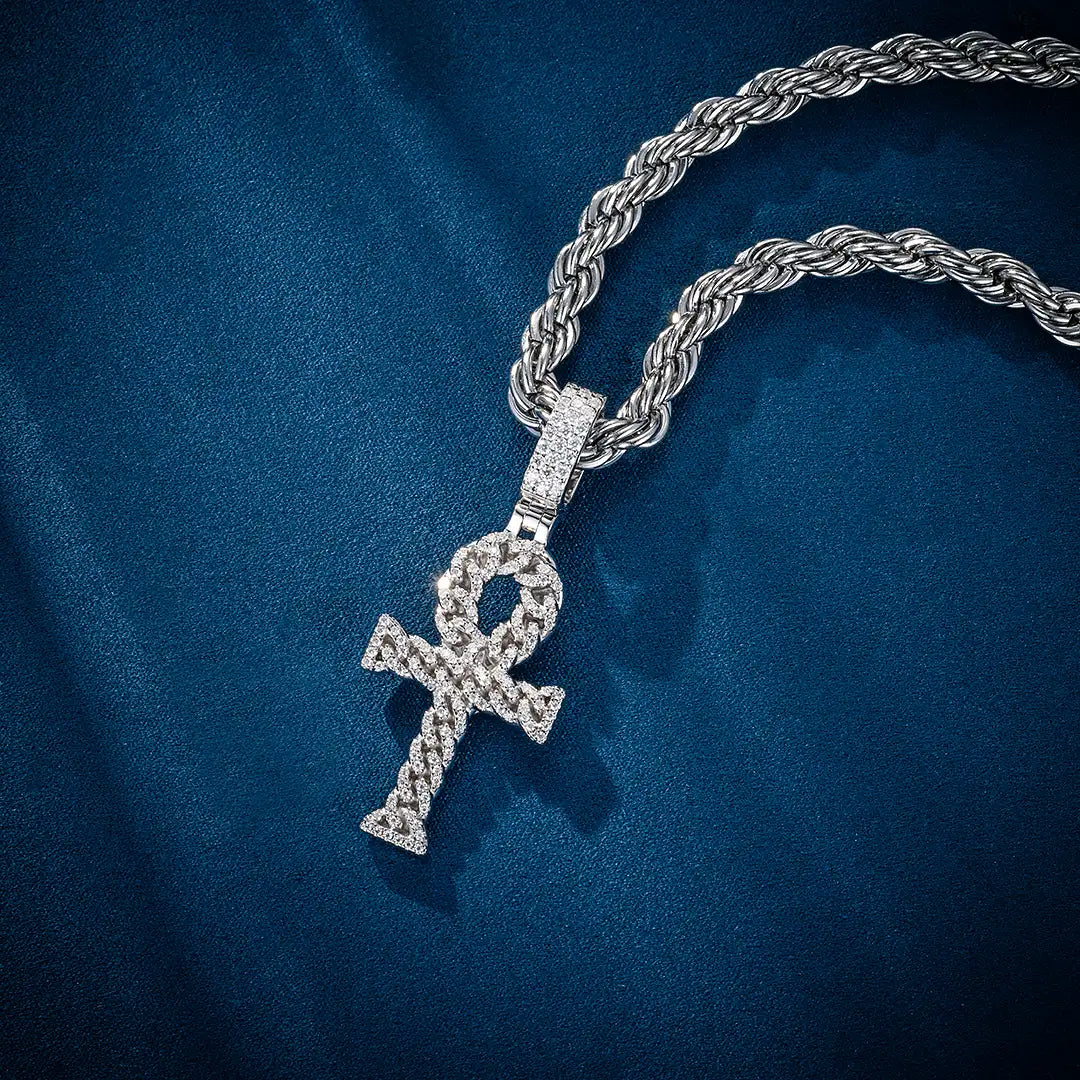 Moissanite Iced Ankh Pendant