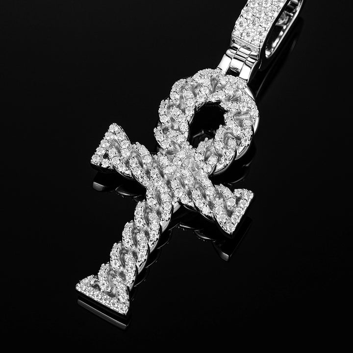 Moissanite Iced Ankh Pendant