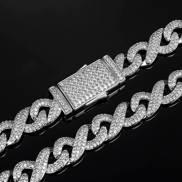 10mm S925 Moissanite Infinity Link Bracelet