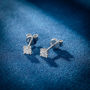 Solid Gold Real Diamond 3.2mm Cluster Hexagon Earrings