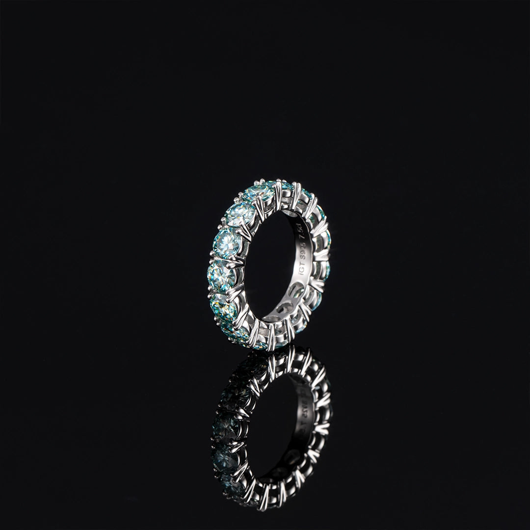 5mm Blue Moissanite Eternity Ring