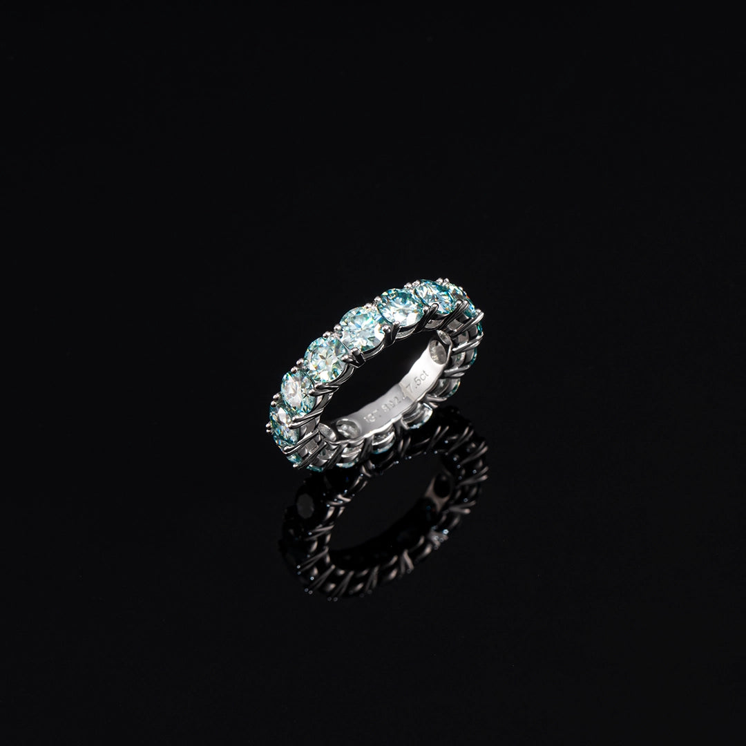 5mm Blue Moissanite Eternity Ring