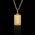 Solid Gold Rectangular Crucifix Medallion Pendant