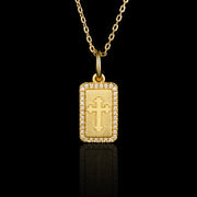 Solid Gold Rectangular Crucifix Medallion Pendant