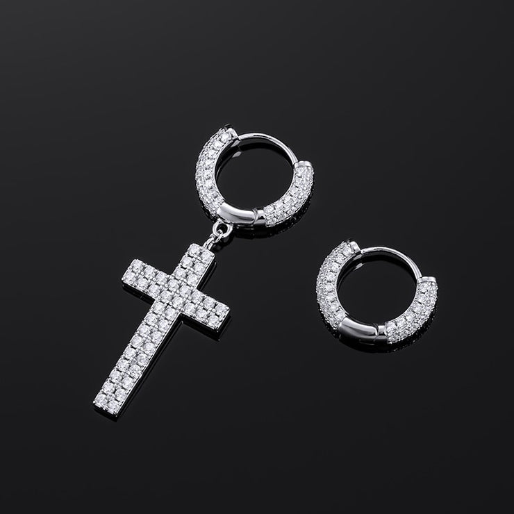 Earrings & Tennis Chain Set in White Gold [2PCS/SET]