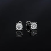 Solid Gold Moissanite Cluster Solitaire Earrings